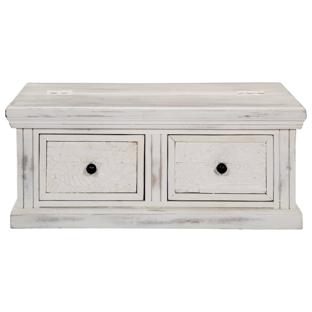 vidaXL Coffee Table White 27.6"x27.6"x11.8" Solid Mango Wood-3