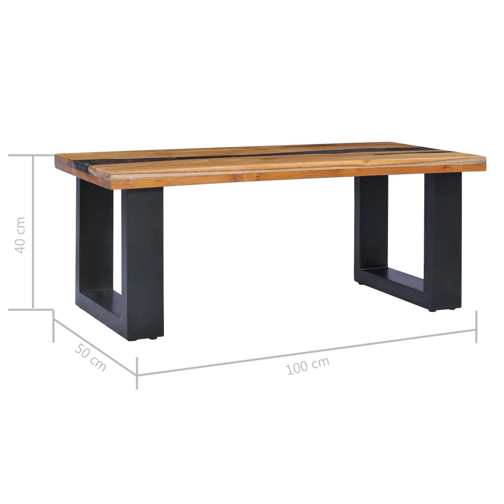 vidaXL Coffee Table 39.3"x19.6"x15.7" Solid Teak Wood and Polyresin-8