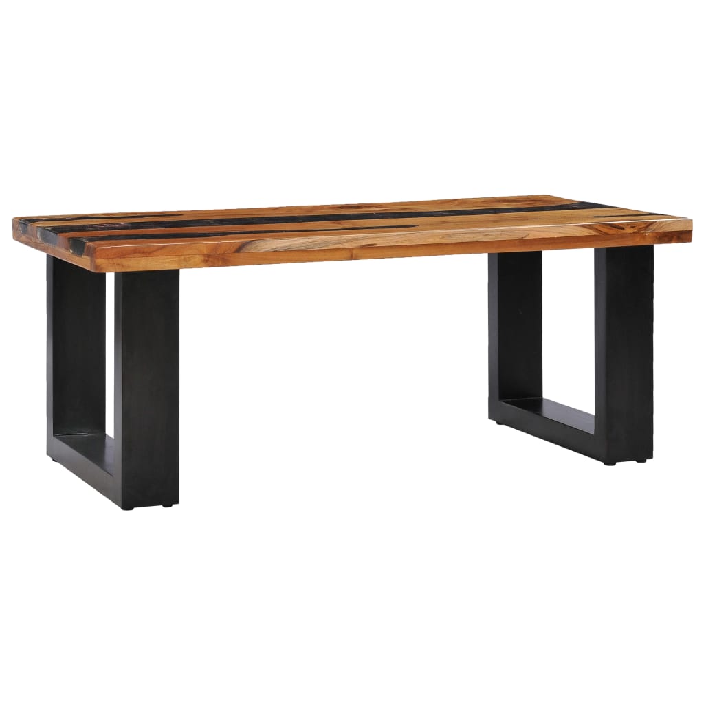 vidaXL Coffee Table 39.3"x19.6"x15.7" Solid Teak Wood and Polyresin-9