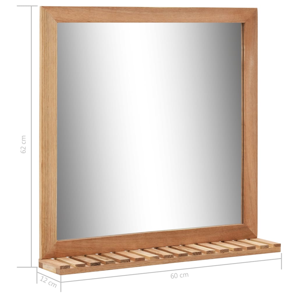 vidaXL Bathroom Mirror 23.6"x4.7"x24.4" Solid Wood Walnut-5