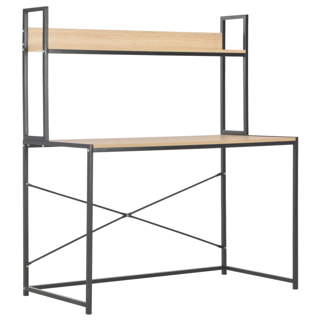 vidaXL Computer Desk Black and Oak 47.2"x23.6"x54.3"-1