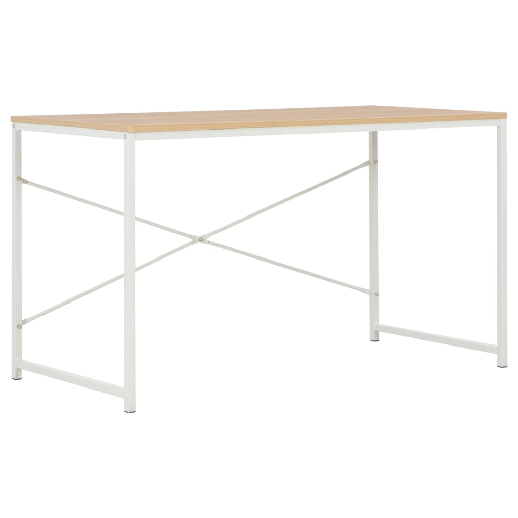 vidaXL Computer Desk White and Oak 47.2"x23.6"x27.6"-1