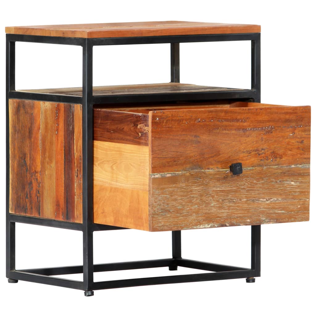 vidaXL Bedside Cabinet 15.7"x11.8"x19.7" Solid Reclaimed Wood and Steel-11