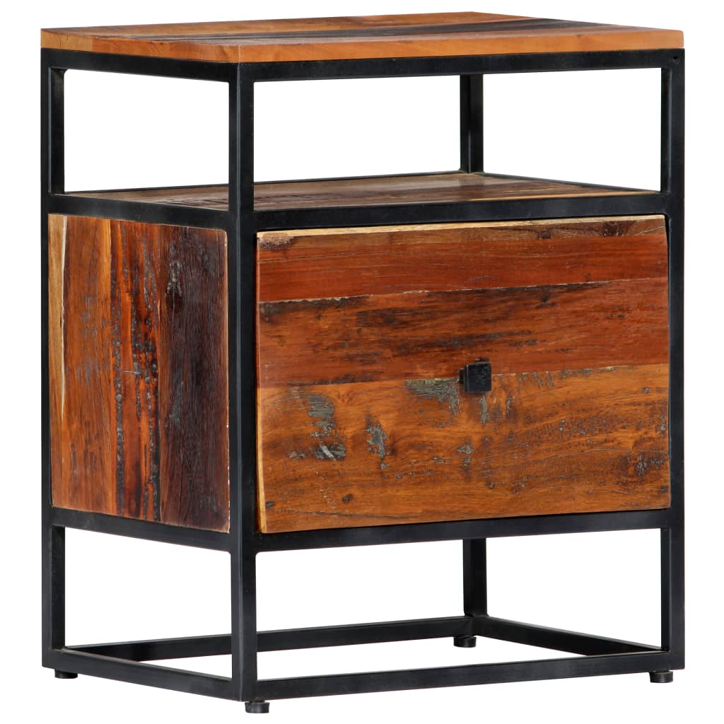 vidaXL Bedside Cabinet 15.7"x11.8"x19.7" Solid Reclaimed Wood and Steel-9