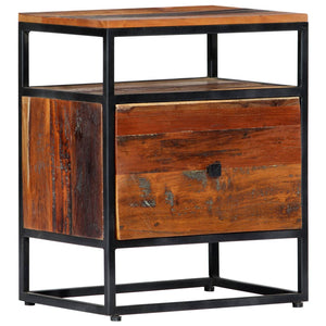 vidaXL Bedside Cabinet 15.7"x11.8"x19.7" Solid Reclaimed Wood and Steel-9