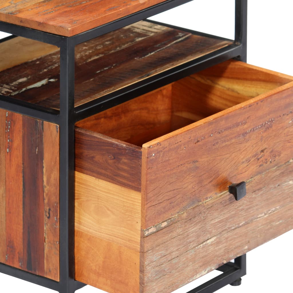 vidaXL Bedside Cabinet 15.7"x11.8"x19.7" Solid Reclaimed Wood and Steel-4