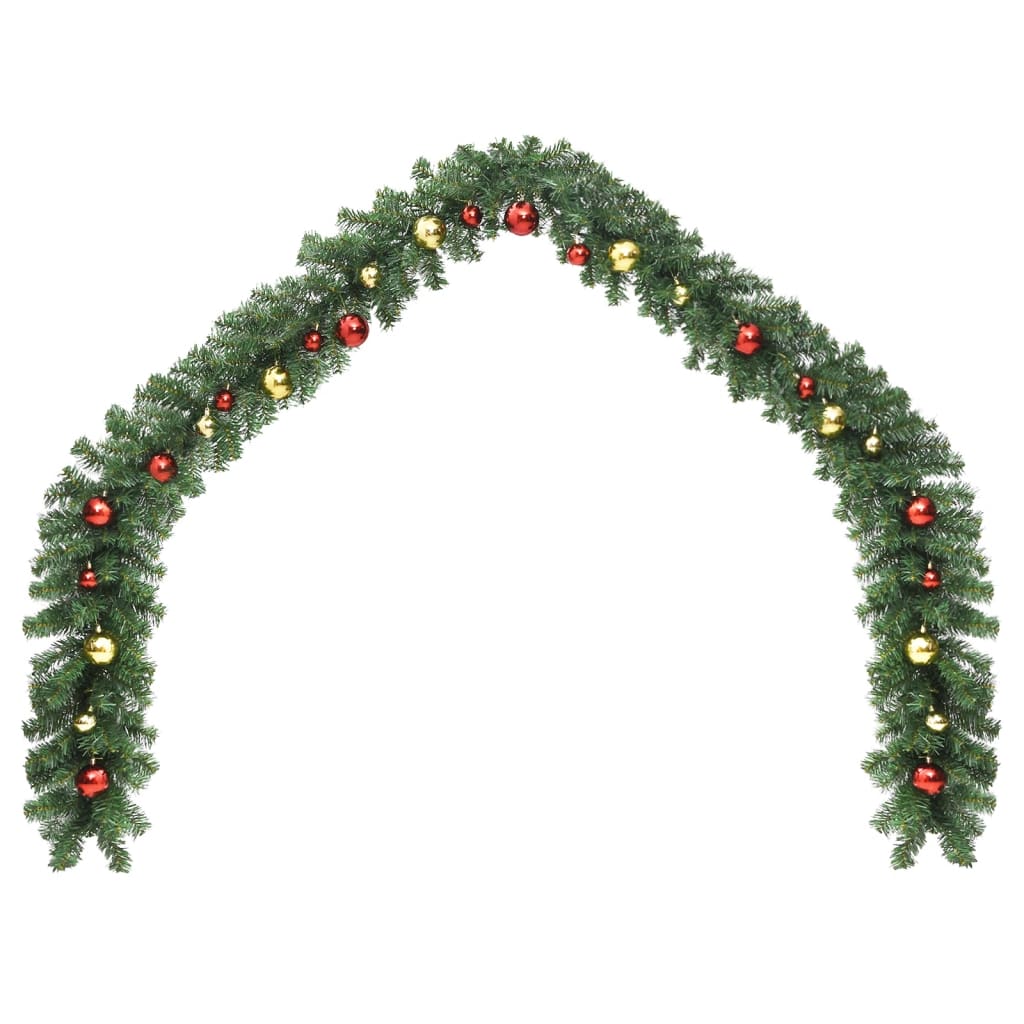 vidaXL Christmas Garland Holiday Artificial Christmas Garland with Baubles-0