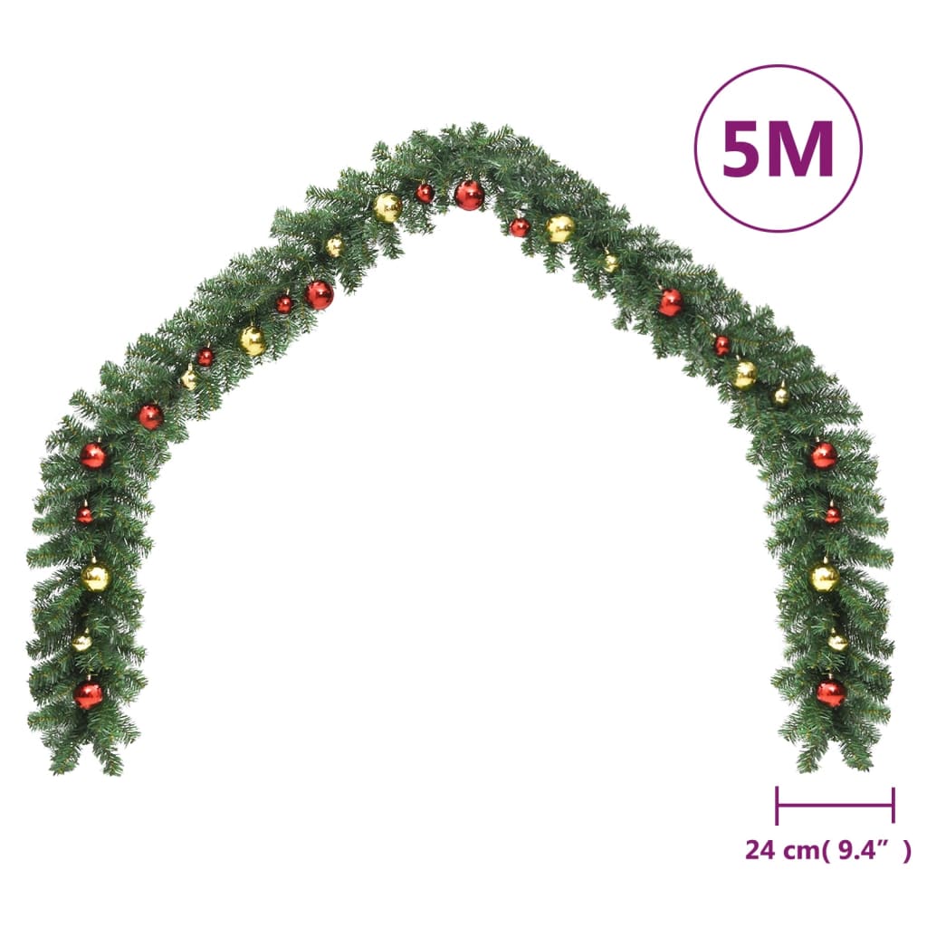 vidaXL Christmas Garland Holiday Artificial Christmas Garland with Baubles-2