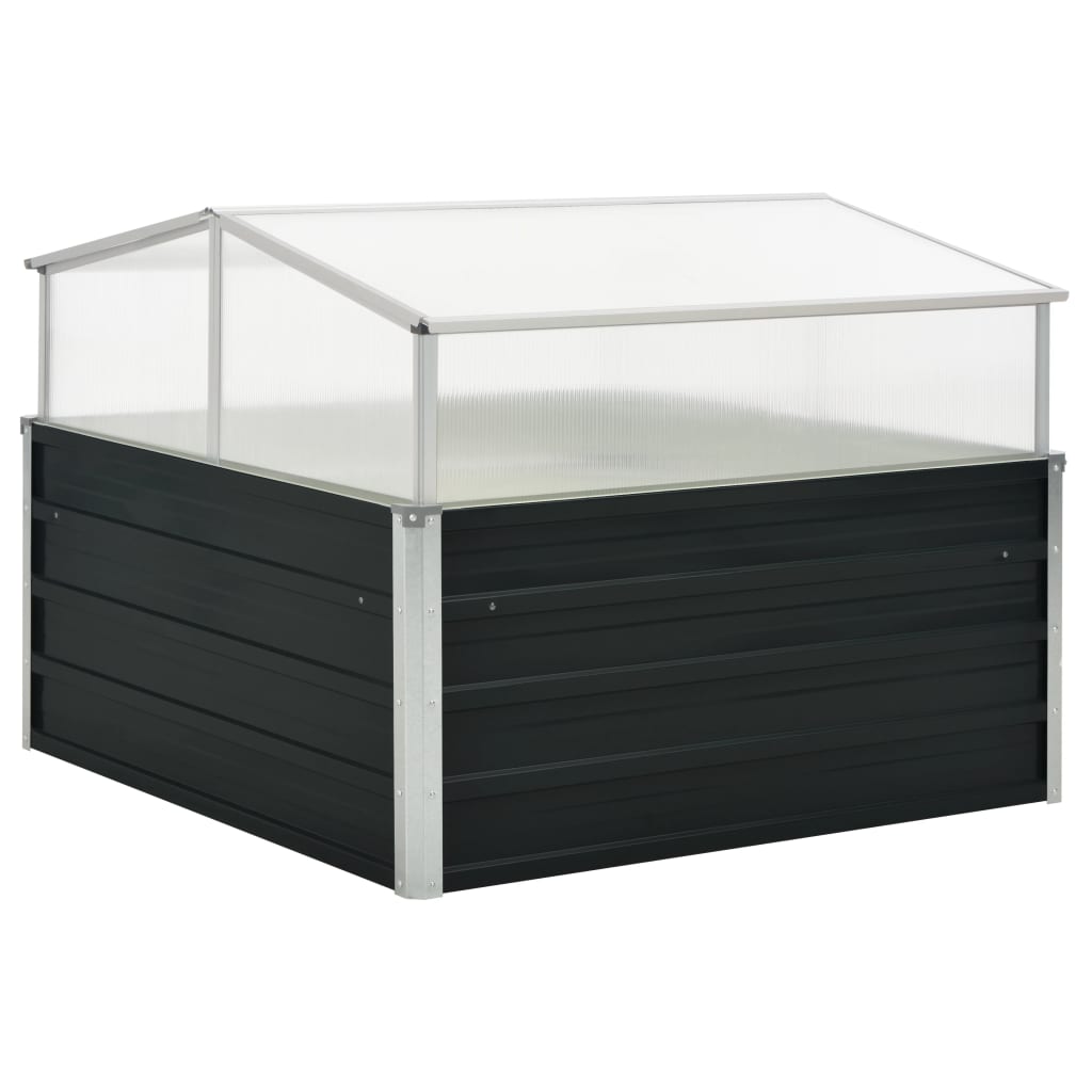 vidaXL Cold Frame Raised Garden Bed with Cover Greenhouse Galvanized Steel-0