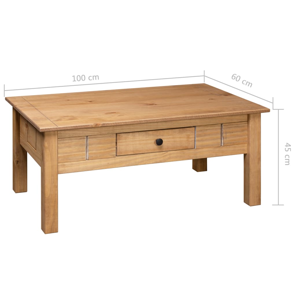 vidaXL Coffee Table Sofa End Table with Drawer Solid Wood Pine Panama Range-7