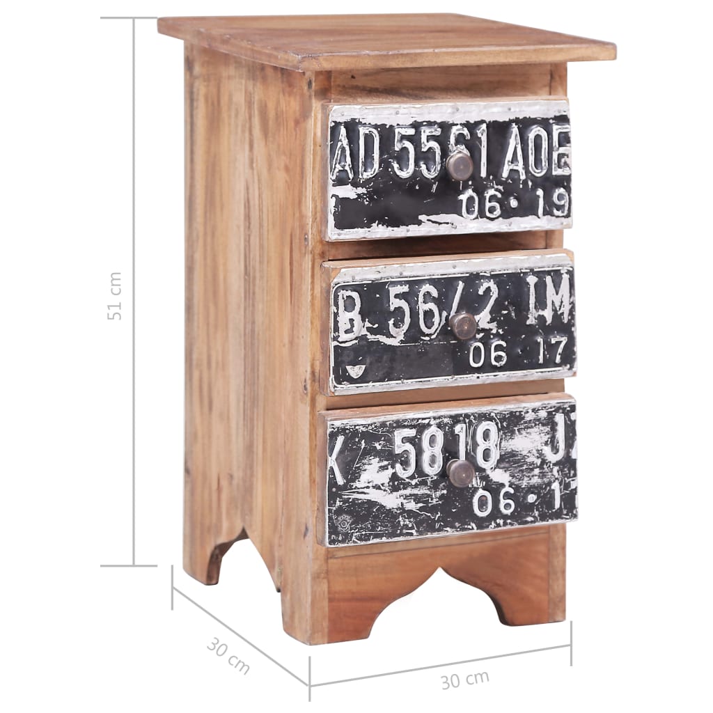 vidaXL Bedside Cabinet 11.8"x11.8"x20.1" Solid Reclaimed Wood-6