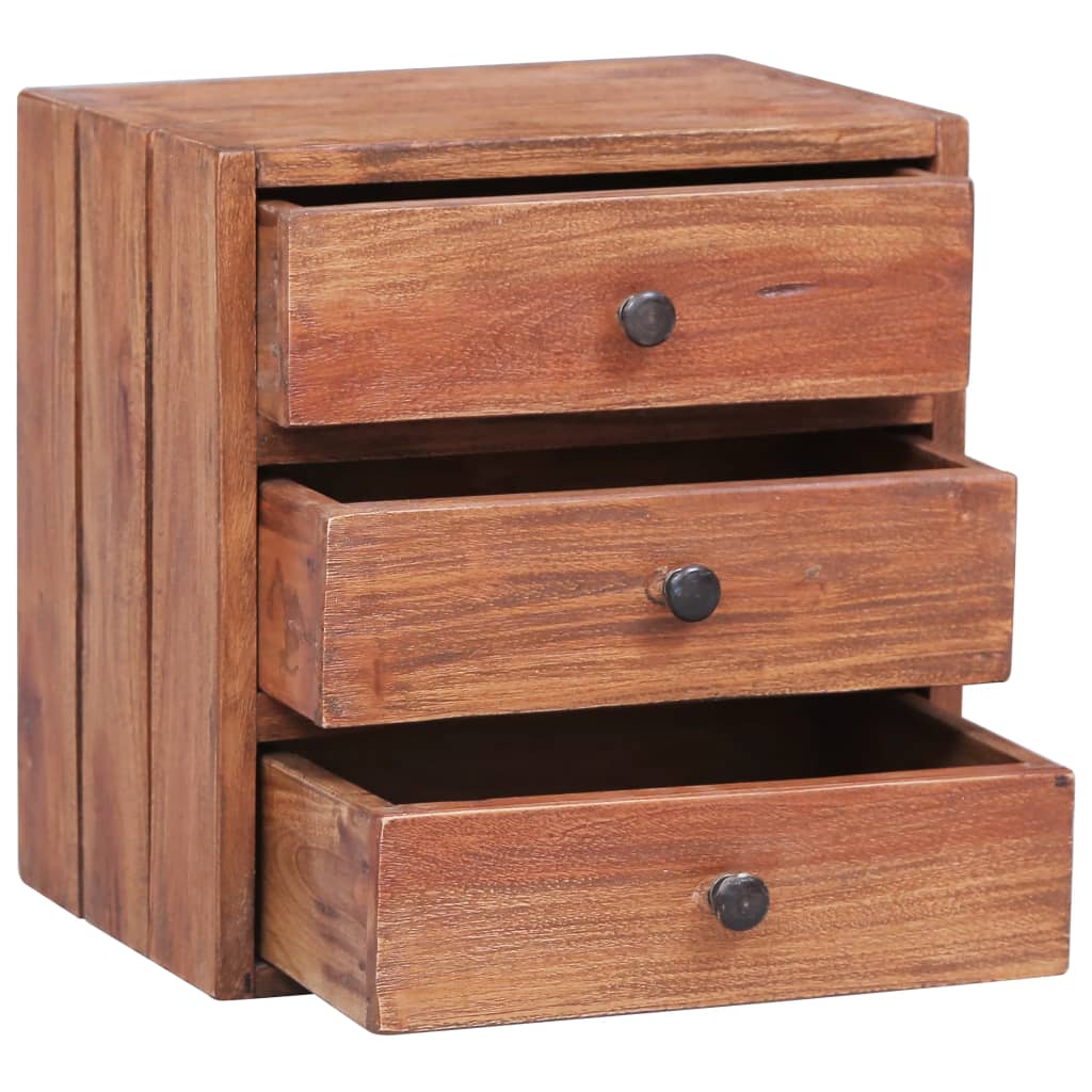 vidaXL Bedside Cabinet with 3 Drawers 13.8"x9.8"x13.8" Solid Reclaimed Wood-1