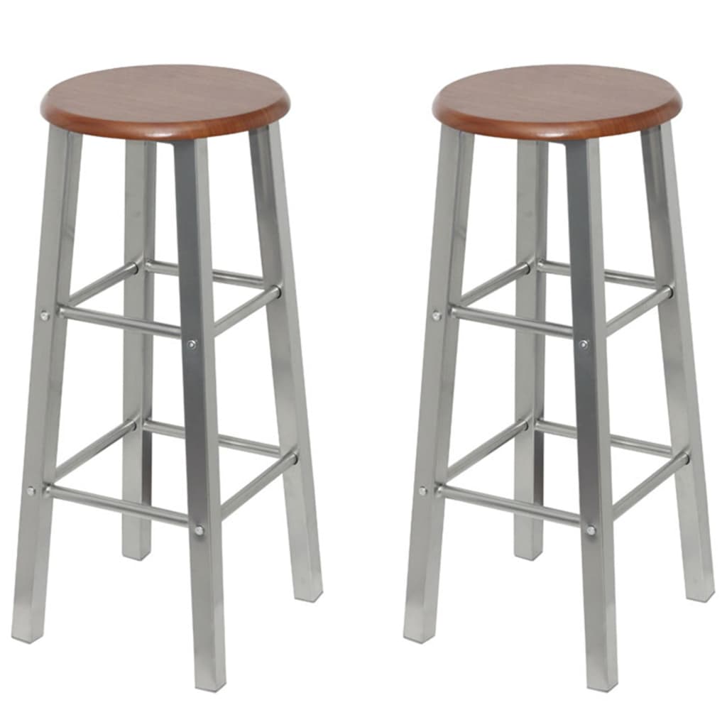 vidaXL Bar Stools 4 pcs Silver and Brown MDF-4