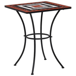 Mosaic Bistro Table Terracotta and White 23.6" Ceramic