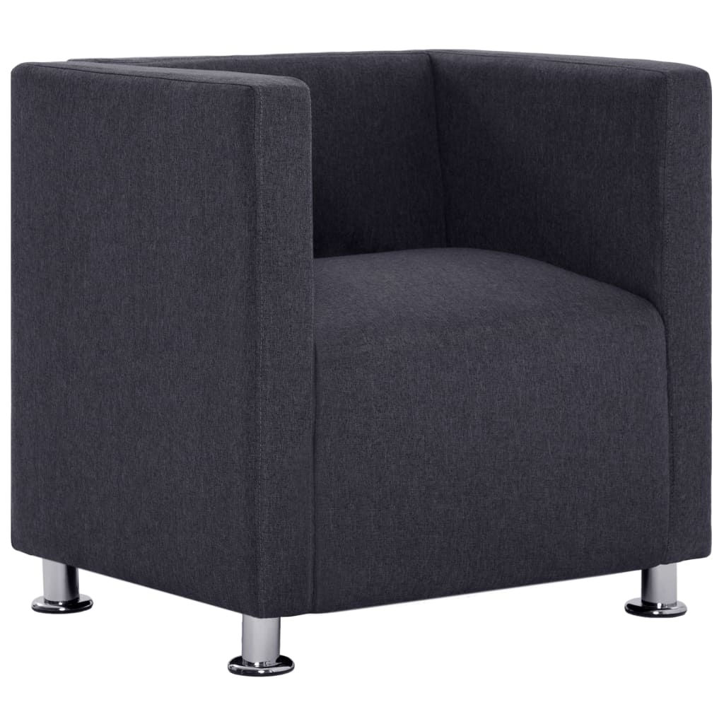 vidaXL Cube Armchair Dark Gray Fabric-1