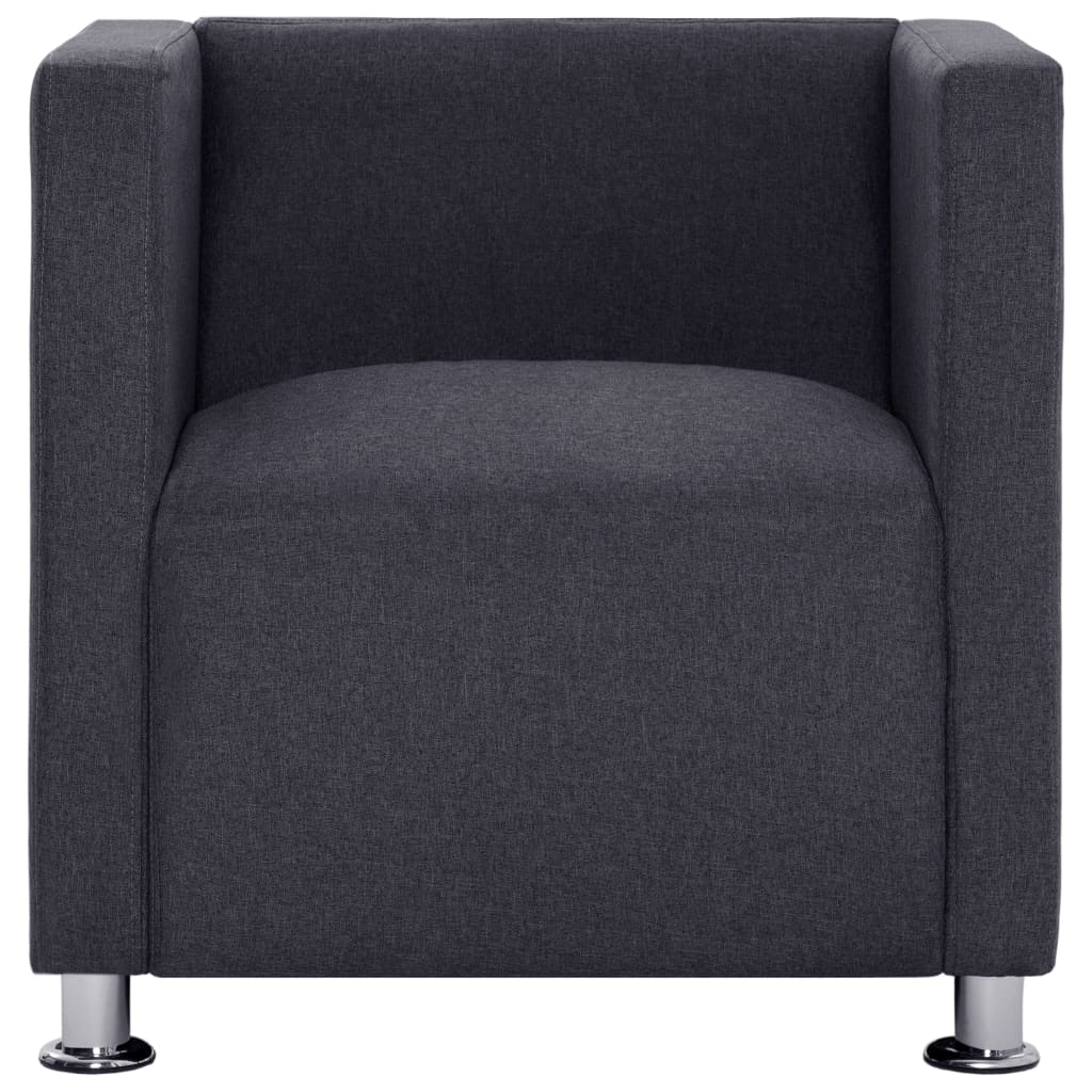 vidaXL Cube Armchair Dark Gray Fabric-4