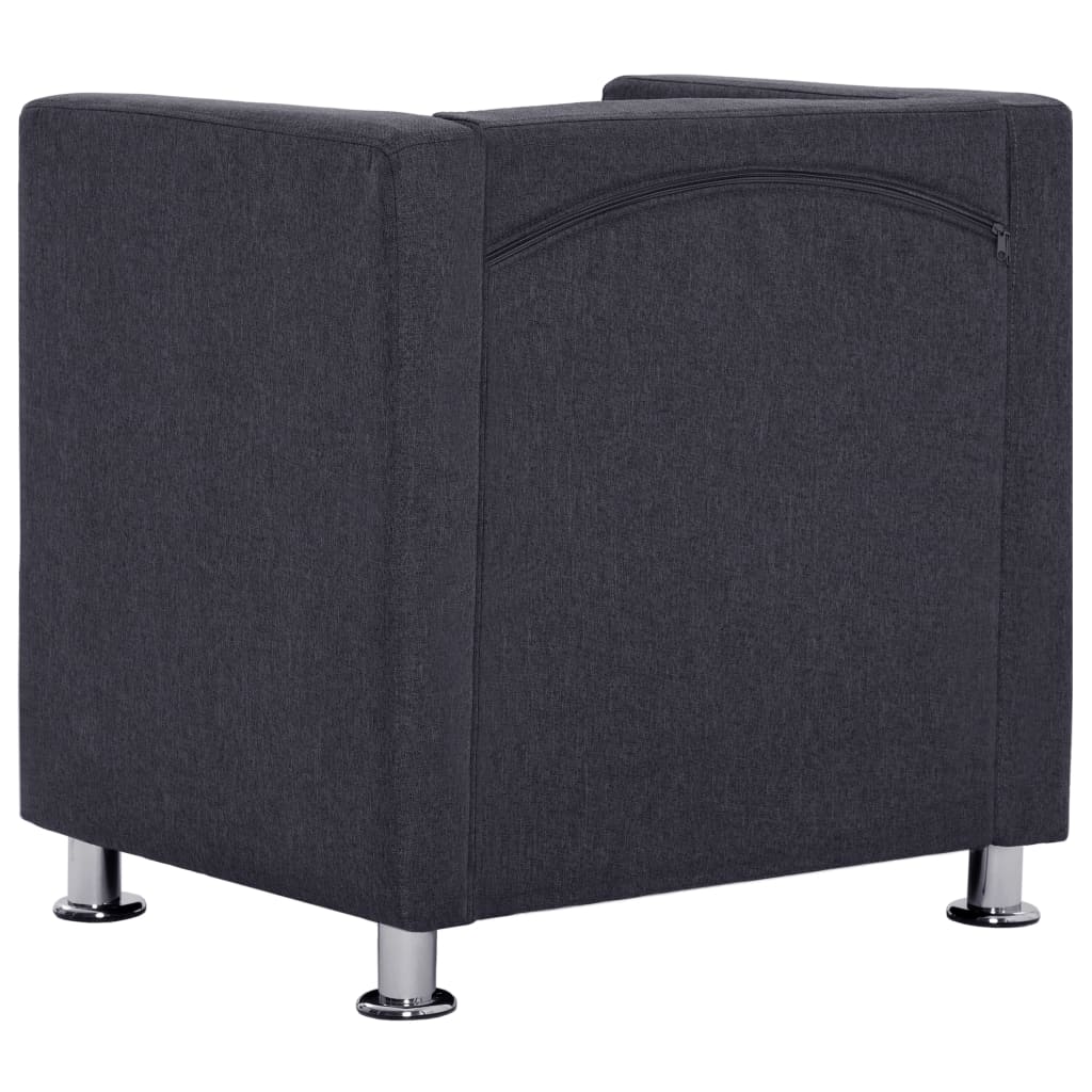 vidaXL Cube Armchair Dark Gray Fabric-6