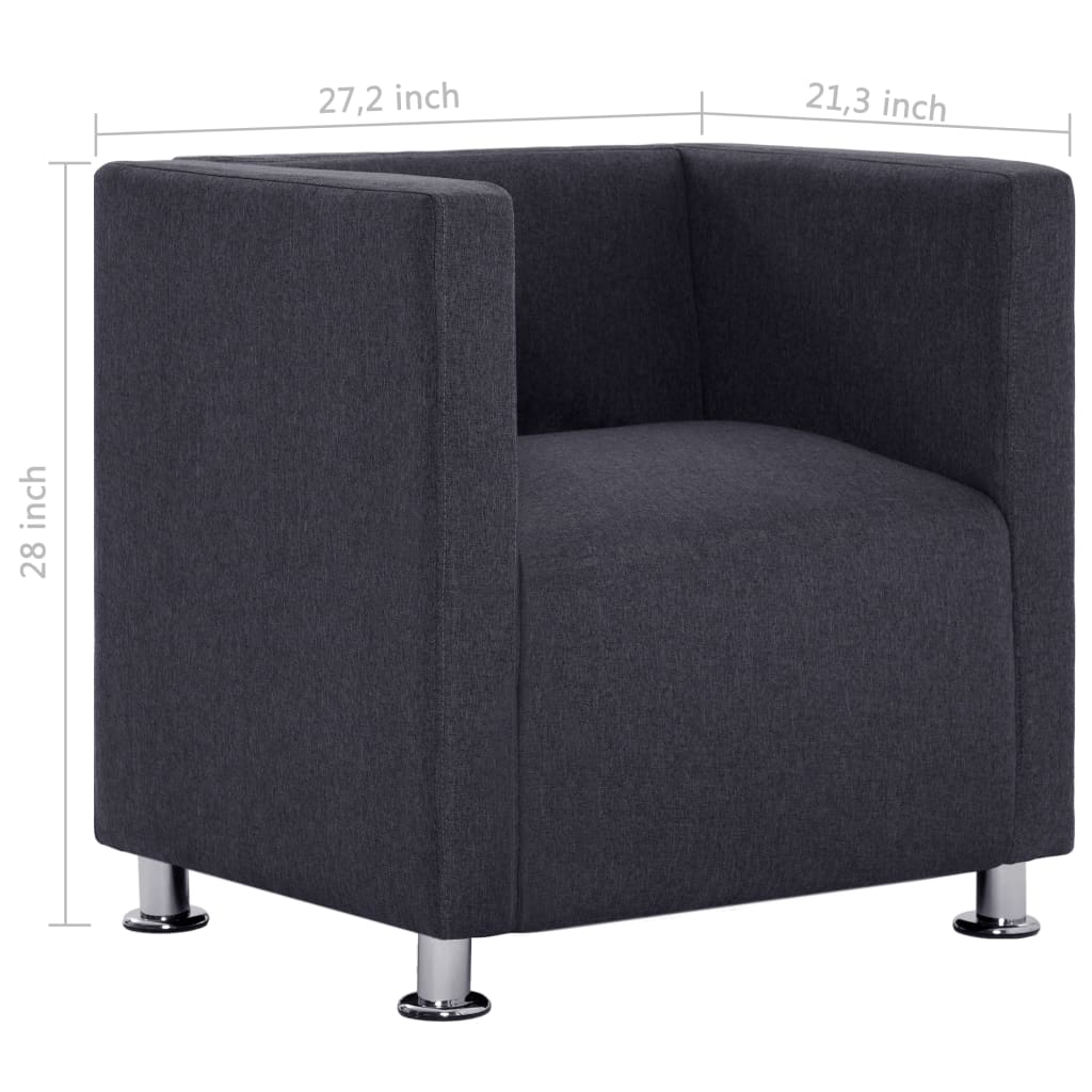 vidaXL Cube Armchair Dark Gray Fabric-8