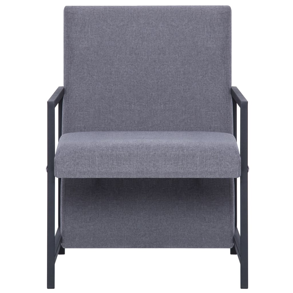 vidaXL Armchair with Chrome Feet Light Gray Fabric-3