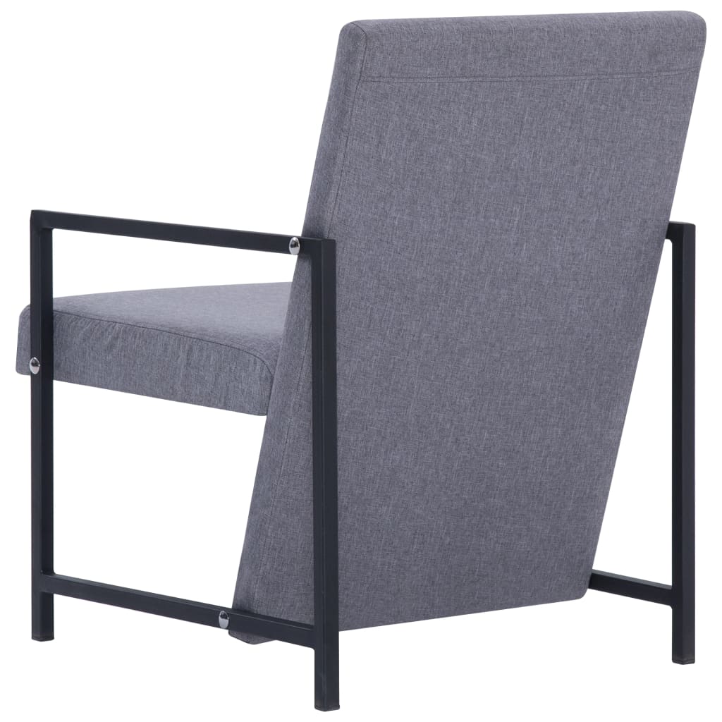 vidaXL Armchair with Chrome Feet Light Gray Fabric-5