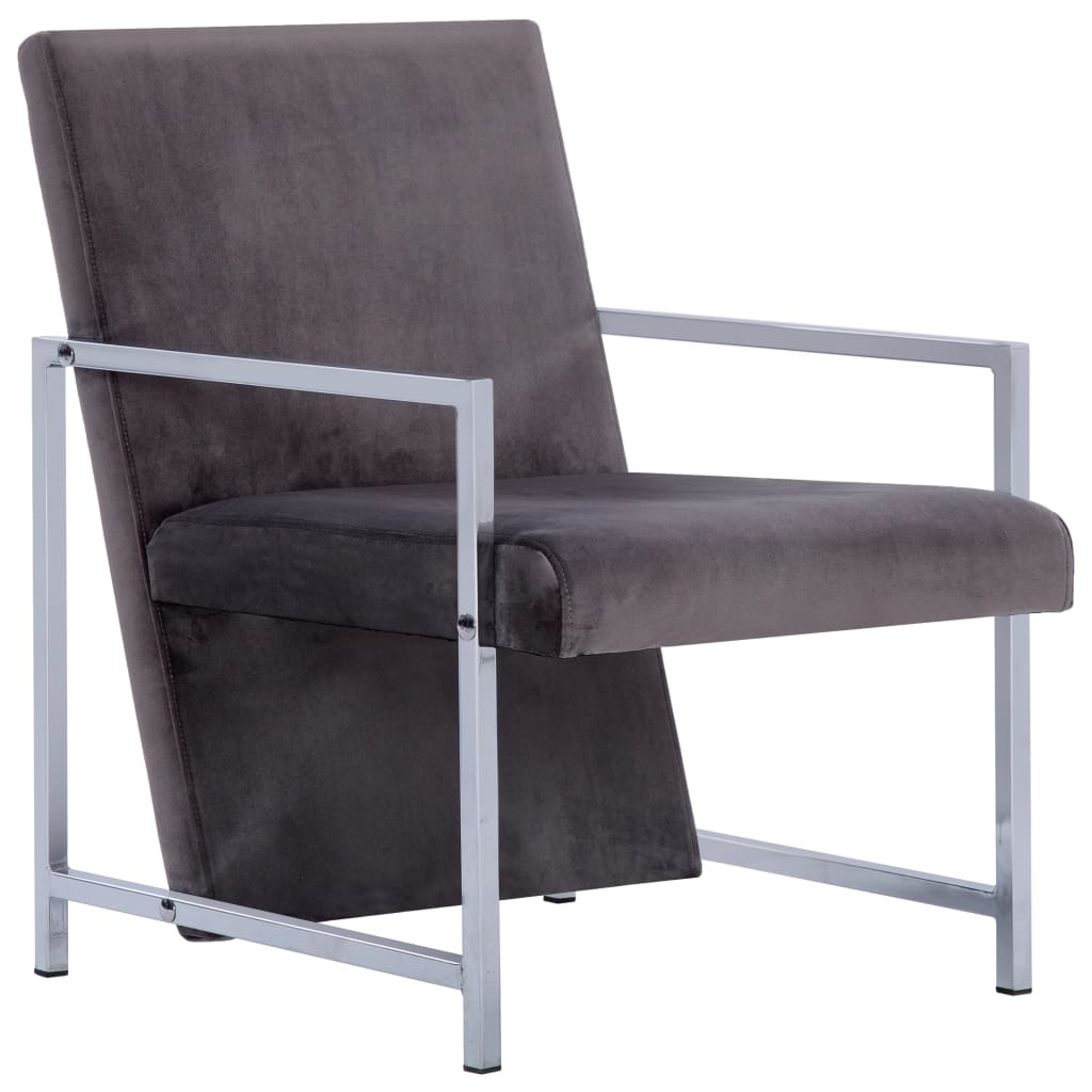 vidaXL Armchair with Chrome Feet Dark Gray Velvet-1