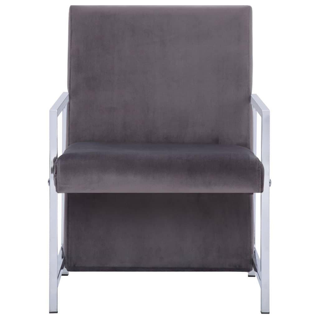 vidaXL Armchair with Chrome Feet Dark Gray Velvet-3