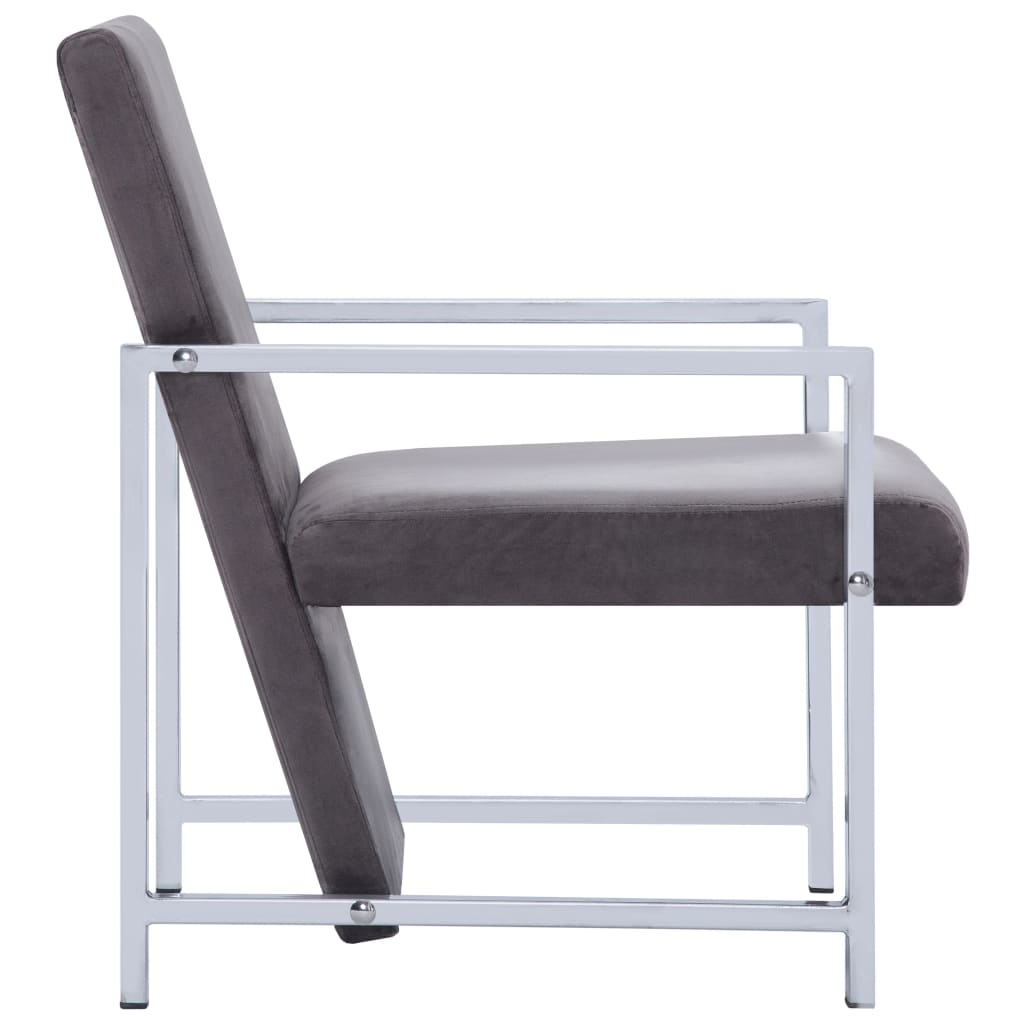 vidaXL Armchair with Chrome Feet Dark Gray Velvet-4