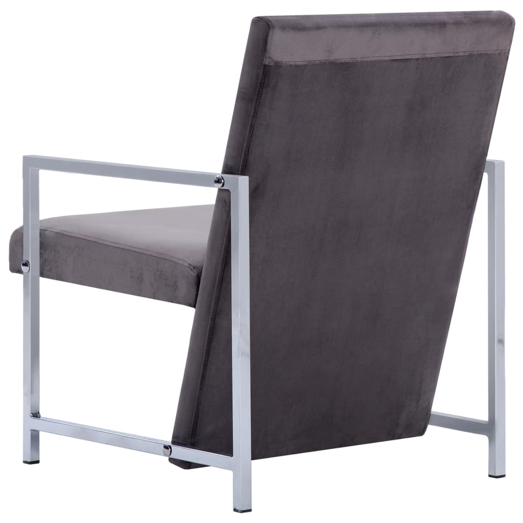 vidaXL Armchair with Chrome Feet Dark Gray Velvet-5