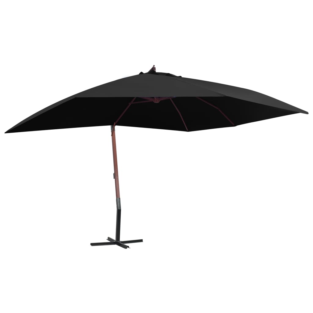 vidaXL Cantilever Umbrella Parasol Patio Sunshade Sun Shelter Bamboo and Wood-0
