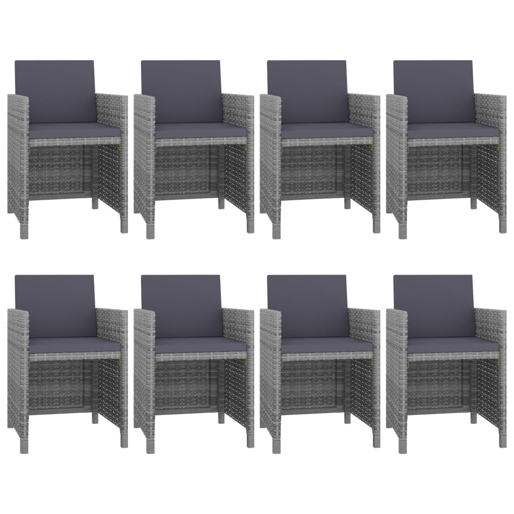 vidaXL 9 Piece Patio Dining Set with Cushions Poly Rattan Anthracite-4