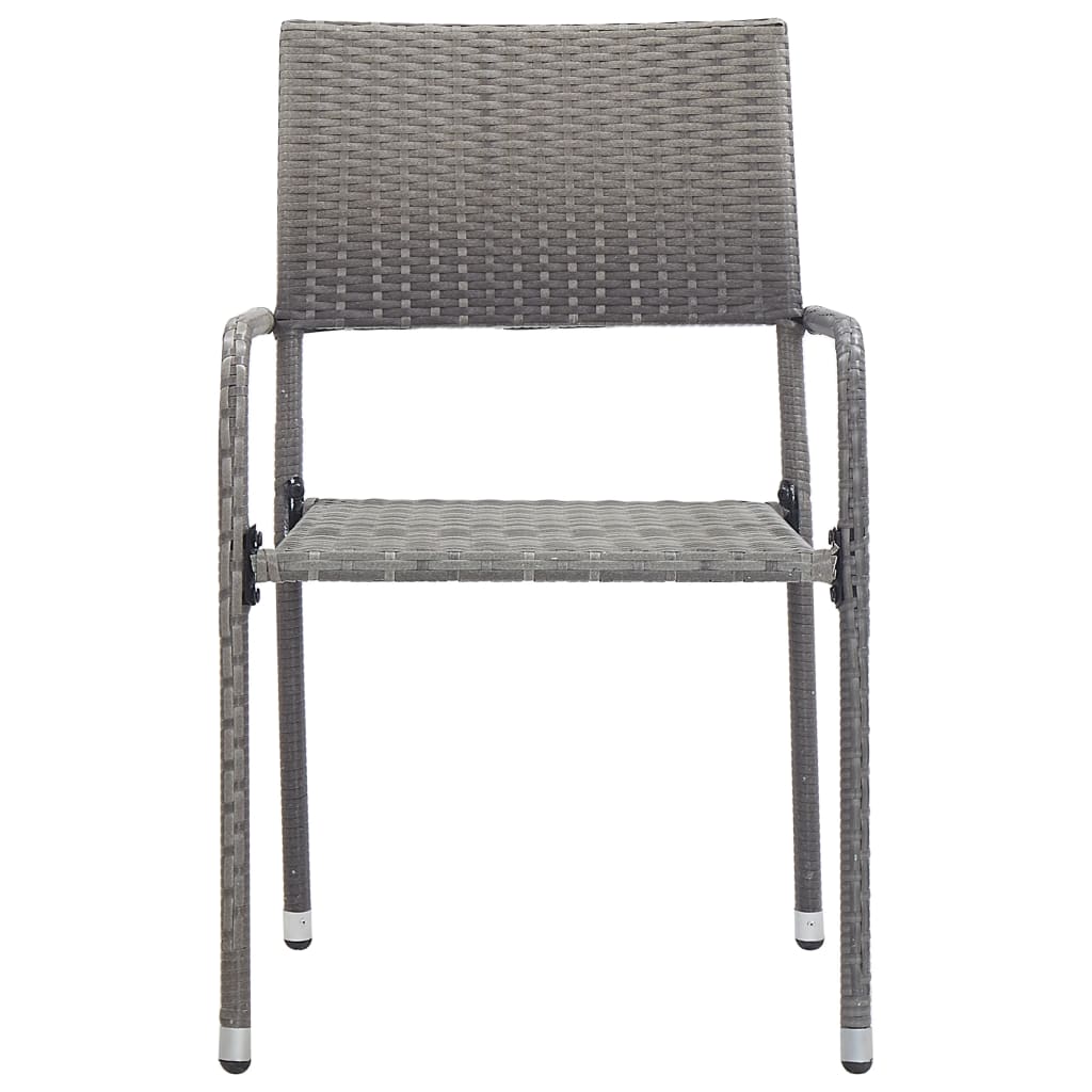 2x Outdoor Dining Chair Poly Rattan Garden Dinner Seating Black/Gray