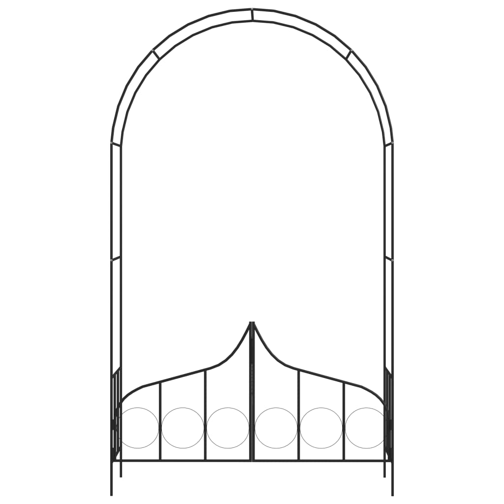 vidaXL Garden Arch with Gate Black 54.3"x15.7"x93.7" Iron-1