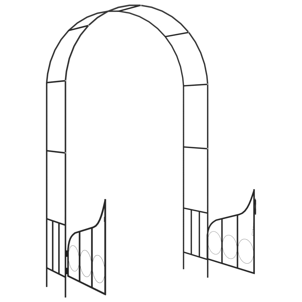 vidaXL Garden Arch with Gate Black 54.3"x15.7"x93.7" Iron-4