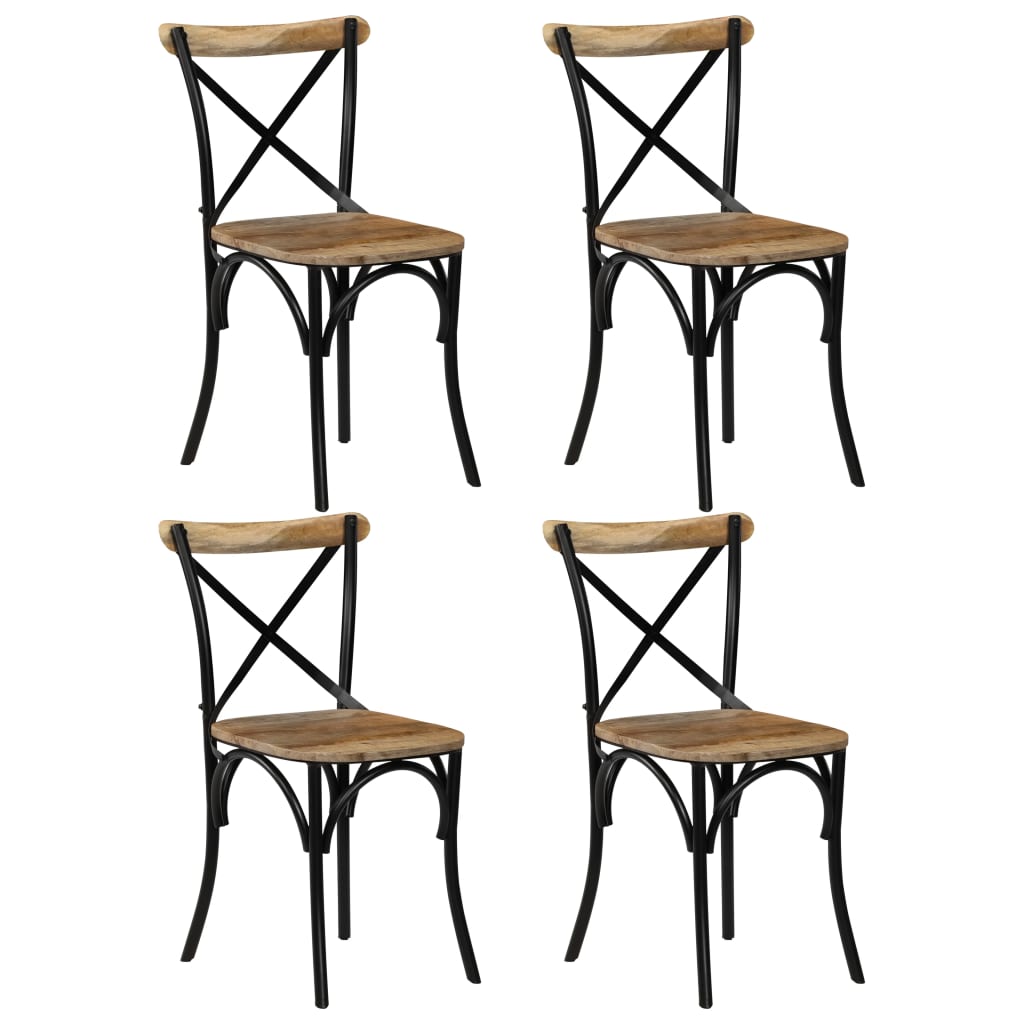 vidaXL Cross Chairs 4 pcs Black Solid Mango Wood-1