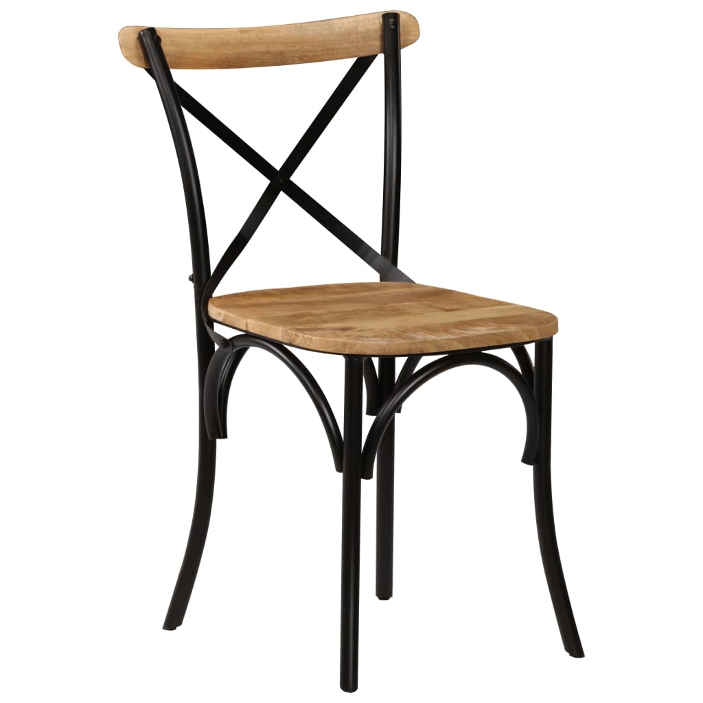 vidaXL Cross Chairs 4 pcs Black Solid Mango Wood-3