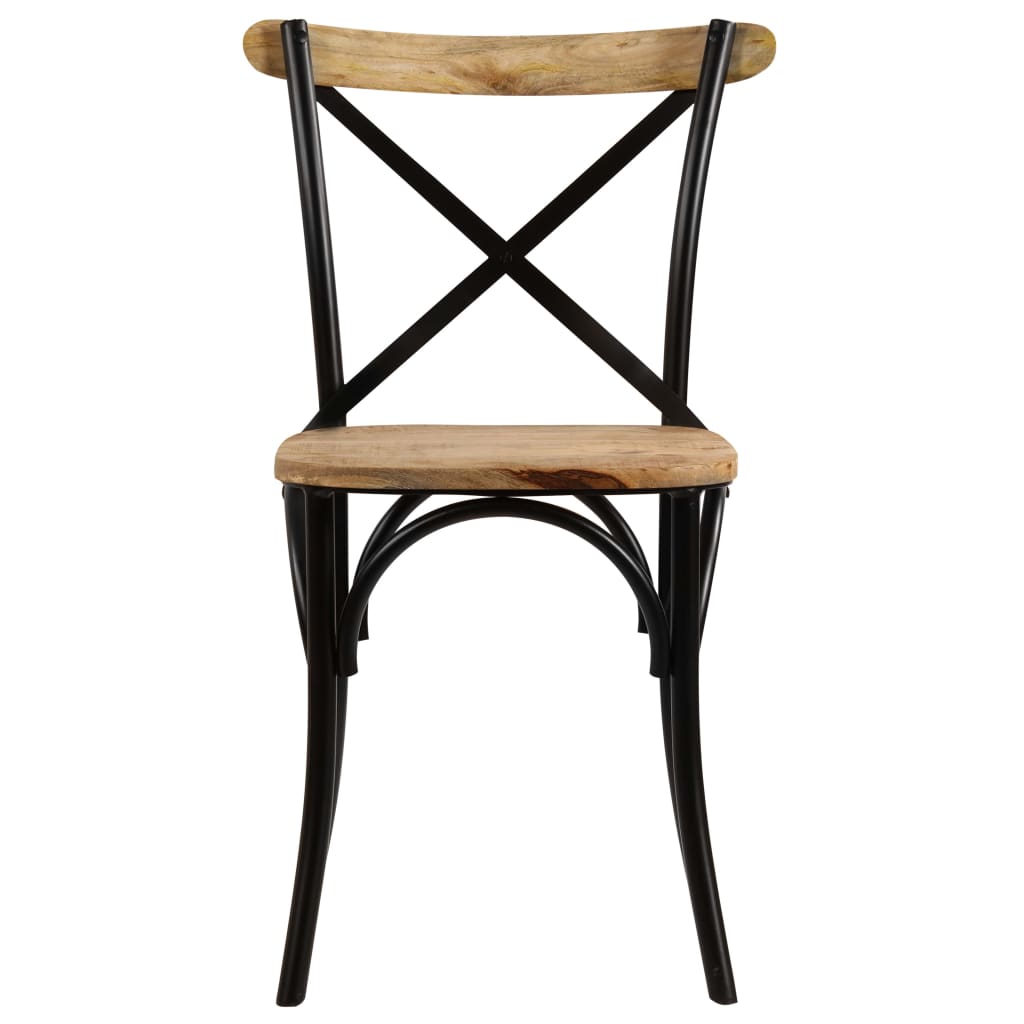 vidaXL Cross Chairs 4 pcs Black Solid Mango Wood-6