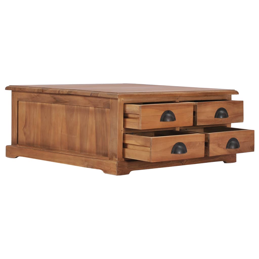 vidaXL Coffee Table 26.8"x26.7"x11.8" Solid Teak Wood-2