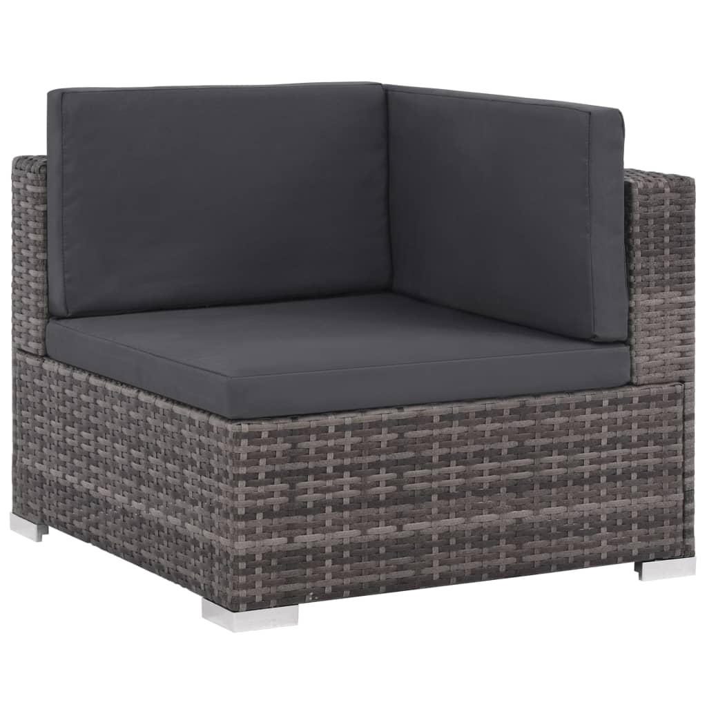 vidaXL 6 Piece Patio Lounge Set with Cushions Poly Rattan Gray-3