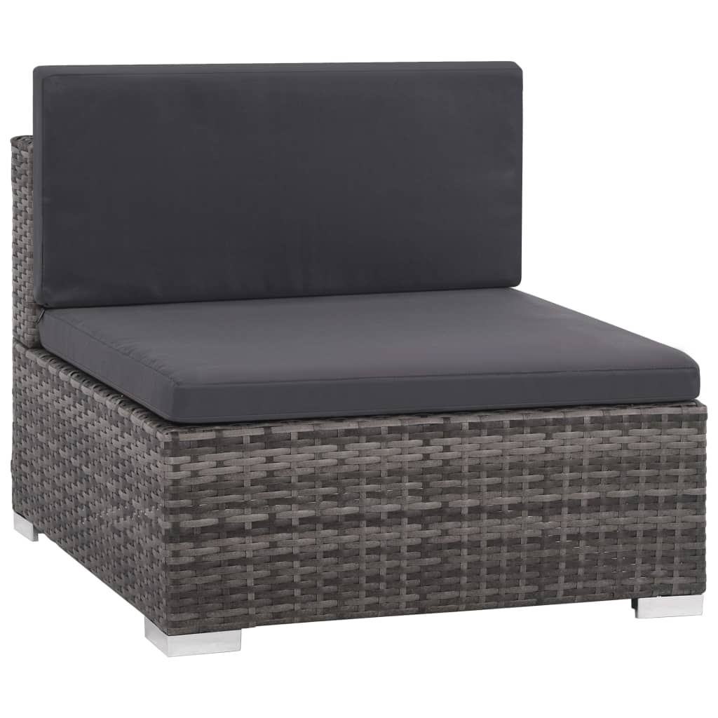 vidaXL 6 Piece Patio Lounge Set with Cushions Poly Rattan Gray-4