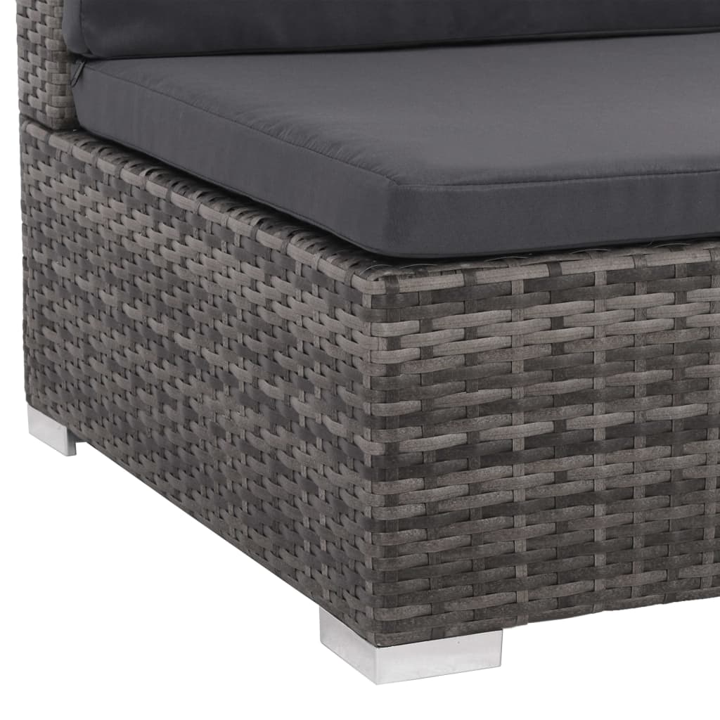 vidaXL 6 Piece Patio Lounge Set with Cushions Poly Rattan Gray-7