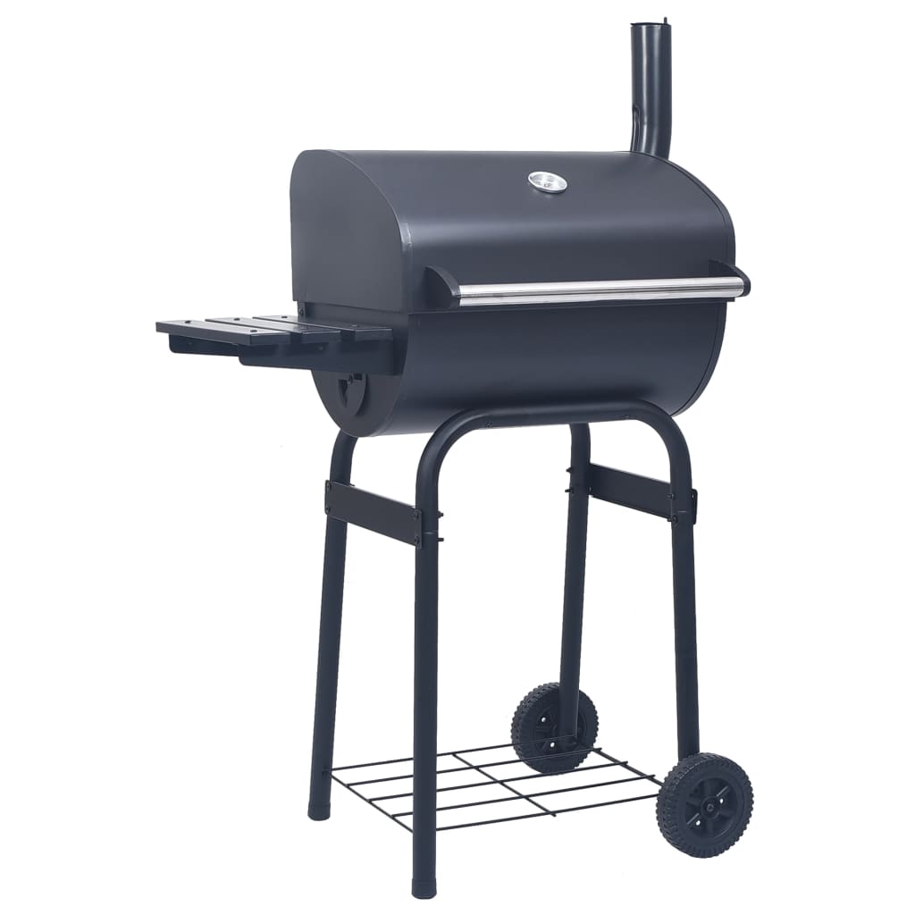 vidaXL Charcoal BBQ Grill Smoker with Bottom Shelf Black-0