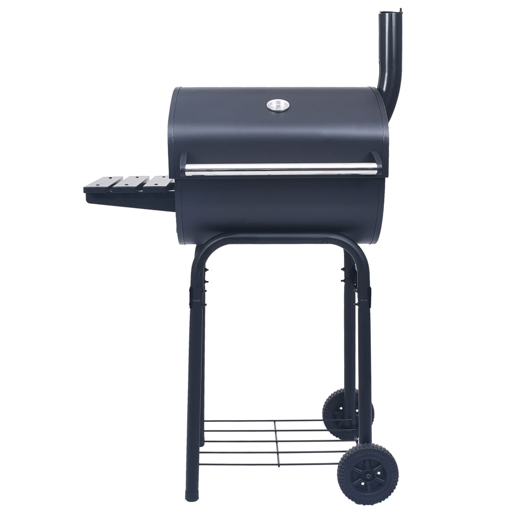 vidaXL Charcoal BBQ Grill Smoker with Bottom Shelf Black-1