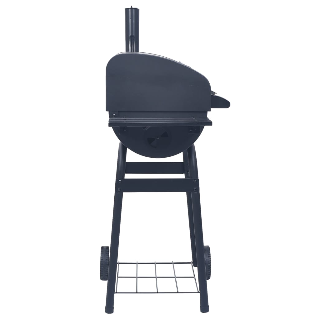 vidaXL Charcoal BBQ Grill Smoker with Bottom Shelf Black-2