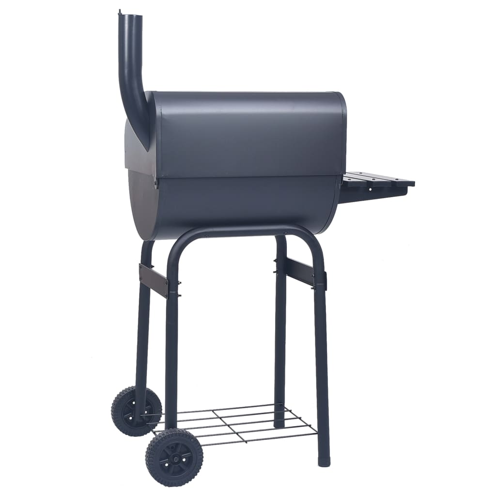 vidaXL Charcoal BBQ Grill Smoker with Bottom Shelf Black-3