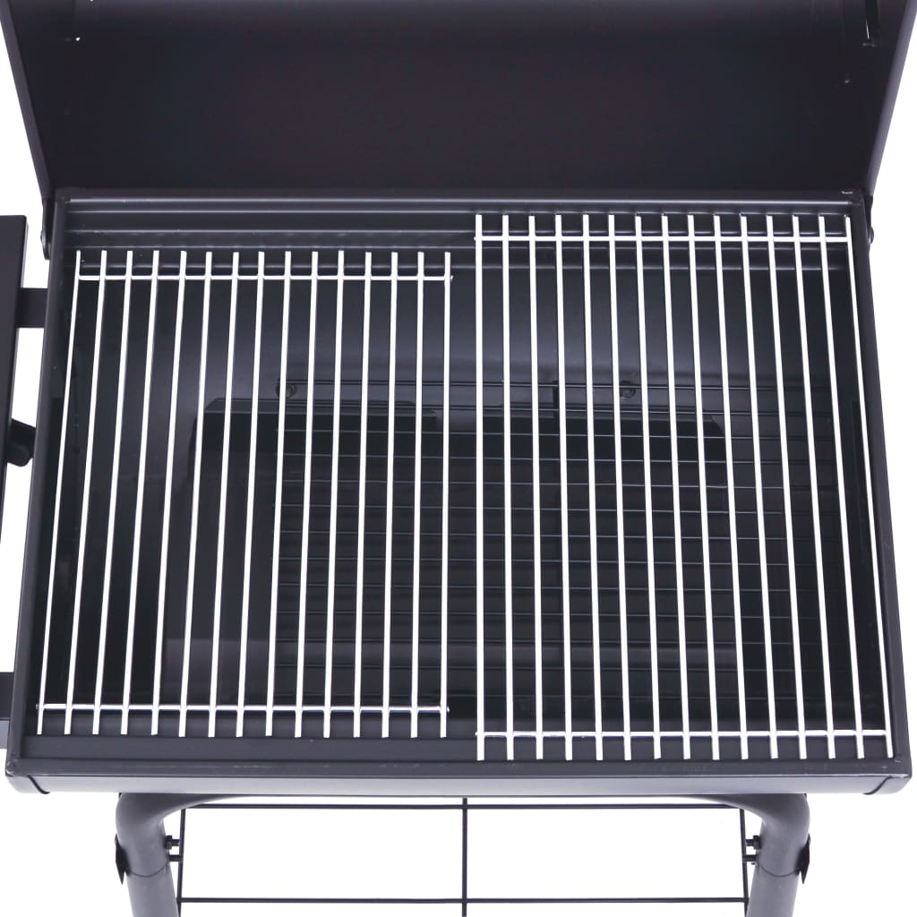 vidaXL Charcoal BBQ Grill Smoker with Bottom Shelf Black-5