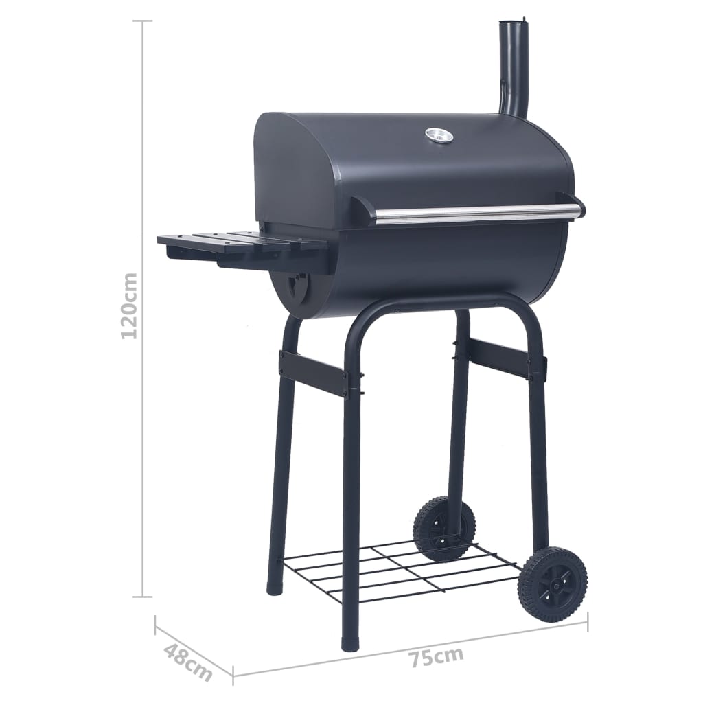 vidaXL Charcoal BBQ Grill Smoker with Bottom Shelf Black-8