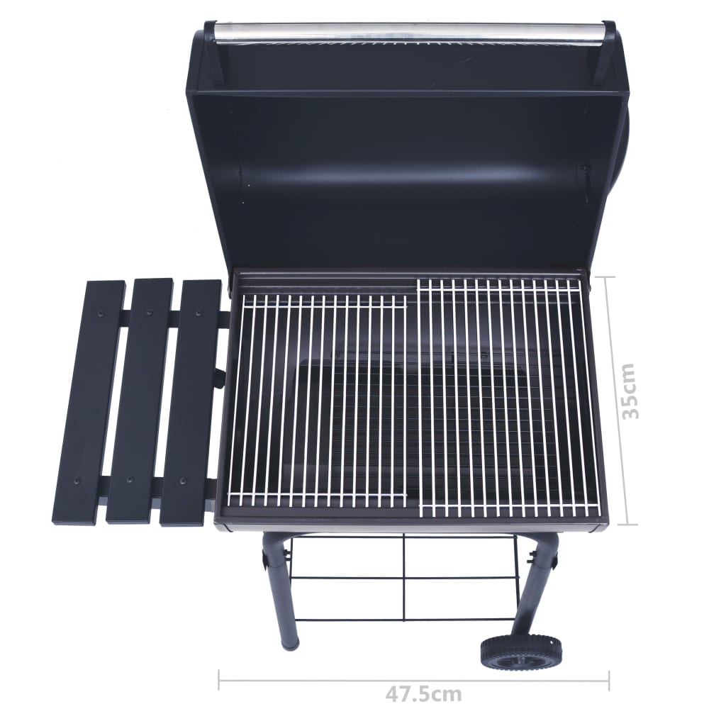 vidaXL Charcoal BBQ Grill Smoker with Bottom Shelf Black-9