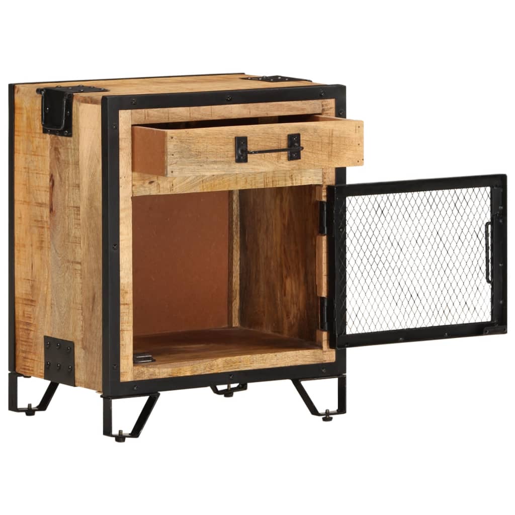 vidaXL Bedside Cabinet 16.9"x11.8"x20.1" Solid Rough Mango Wood-5