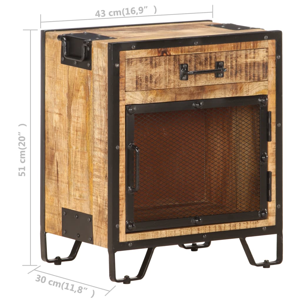 vidaXL Bedside Cabinet 16.9"x11.8"x20.1" Solid Rough Mango Wood-9