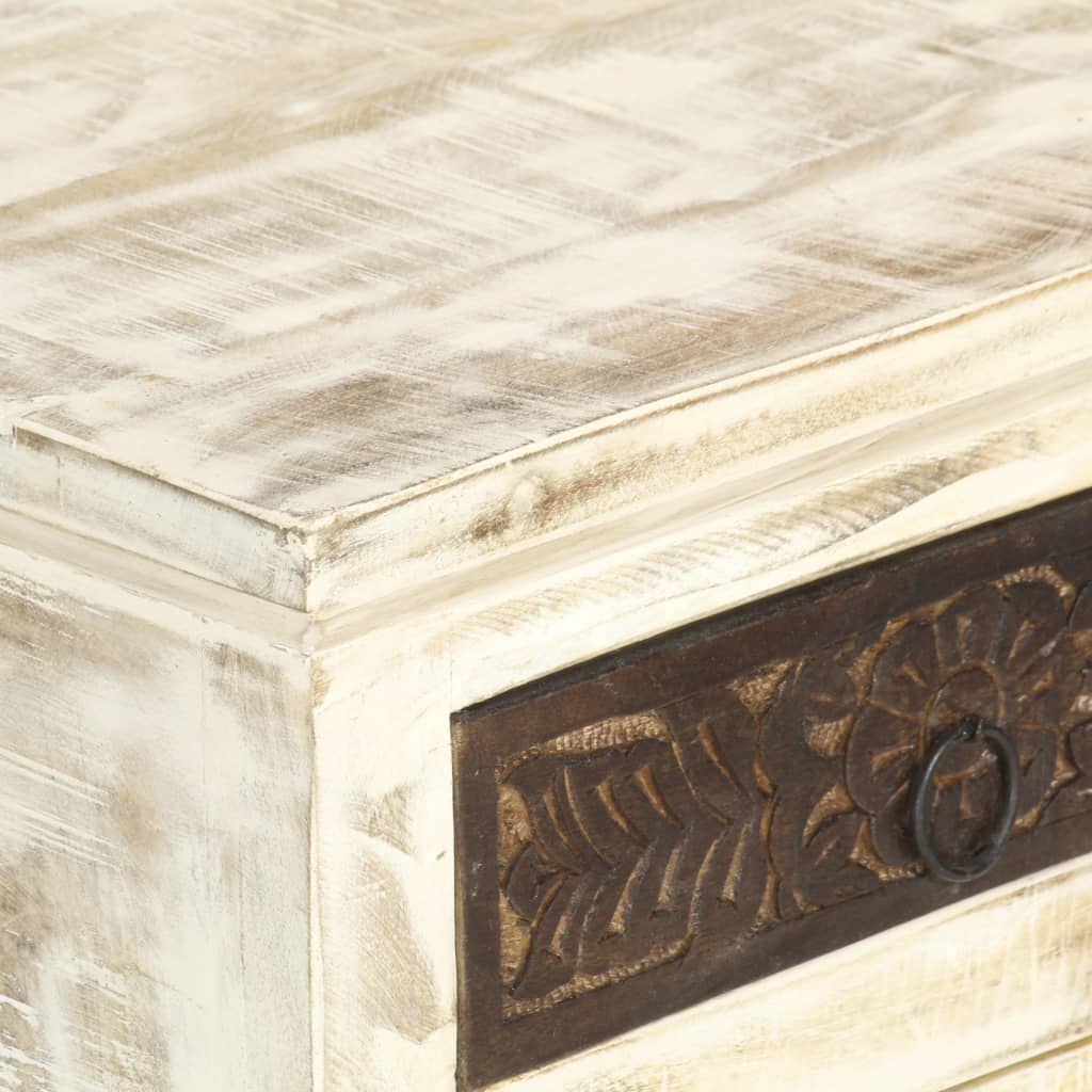 vidaXL Bedside Cabinet White 15.7"x11.8"x19.7" Solid Mango Wood-1